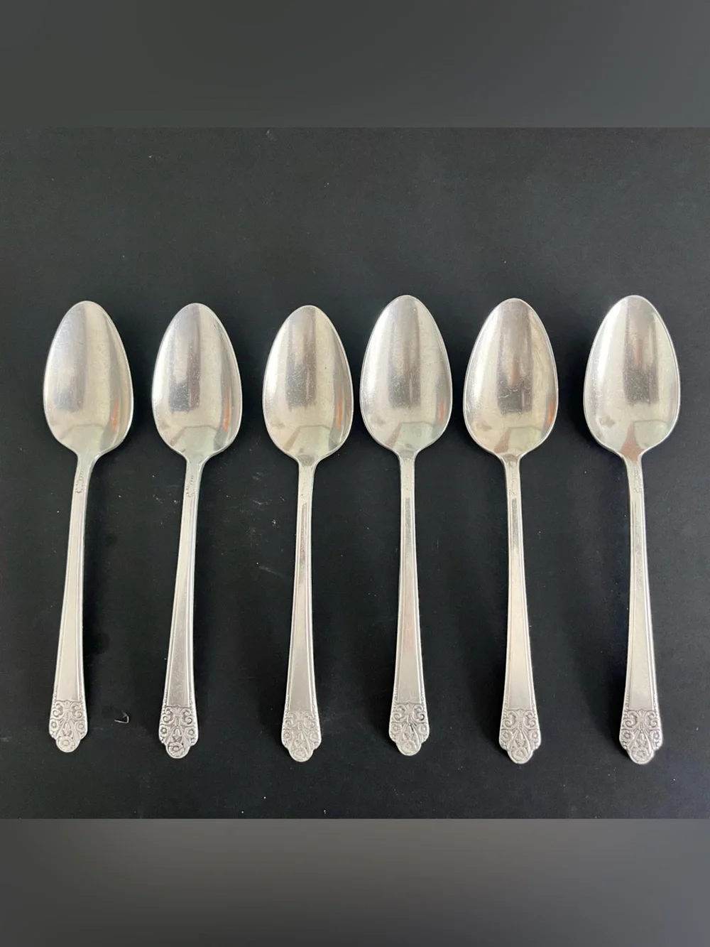 Stainless Steel Floral Handle Teaspoons - Set of 6 - Silver